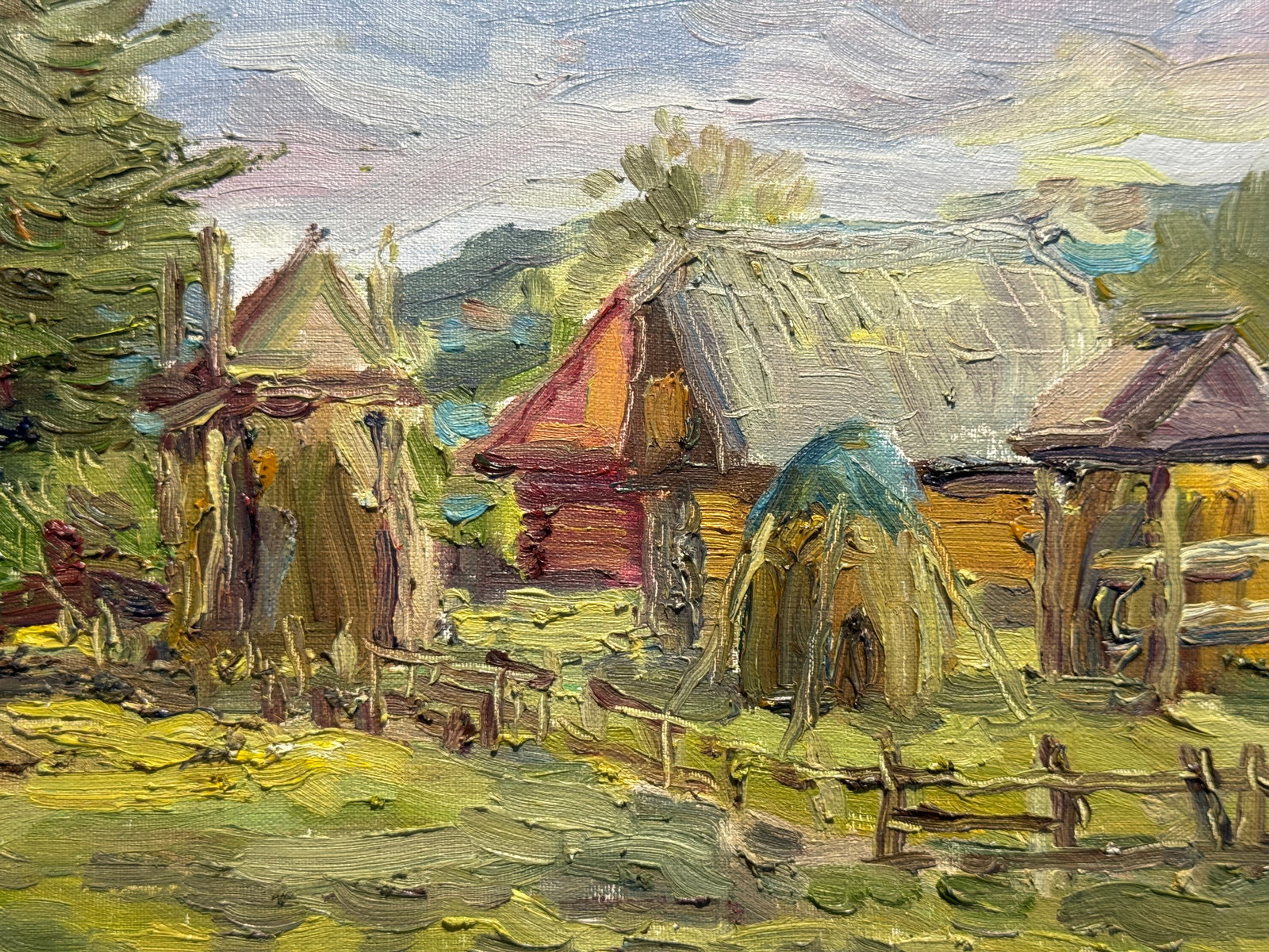 Oil painting Carpathian village Chorna Tysa K. Leonid - 4