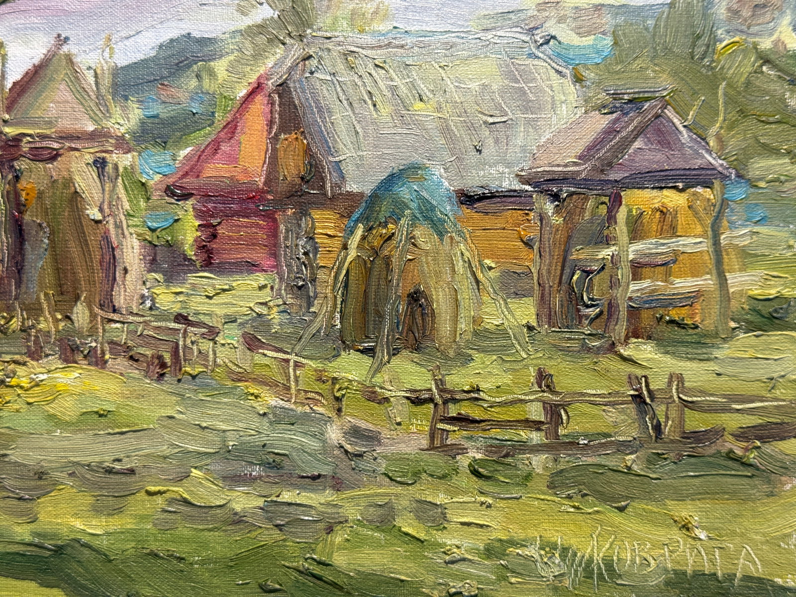 Oil painting Carpathian village Chorna Tysa K. Leonid - 5