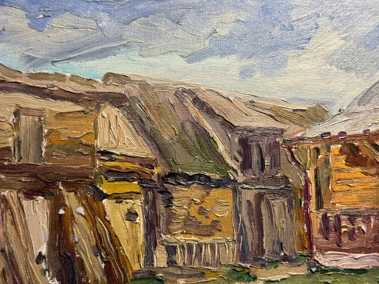 Oil painting Carpathian village Chorna Tysa K. Leonid - 2