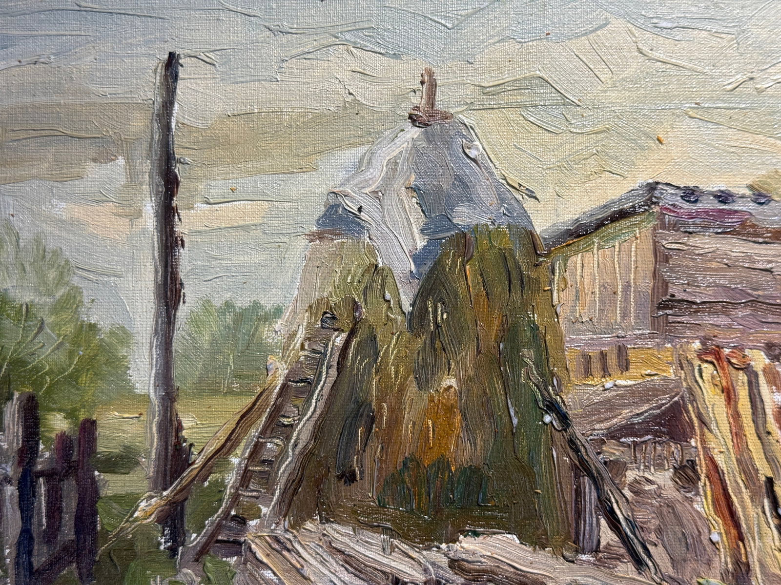 Oil painting Carpathian village Chorna Tysa K. Leonid - 2