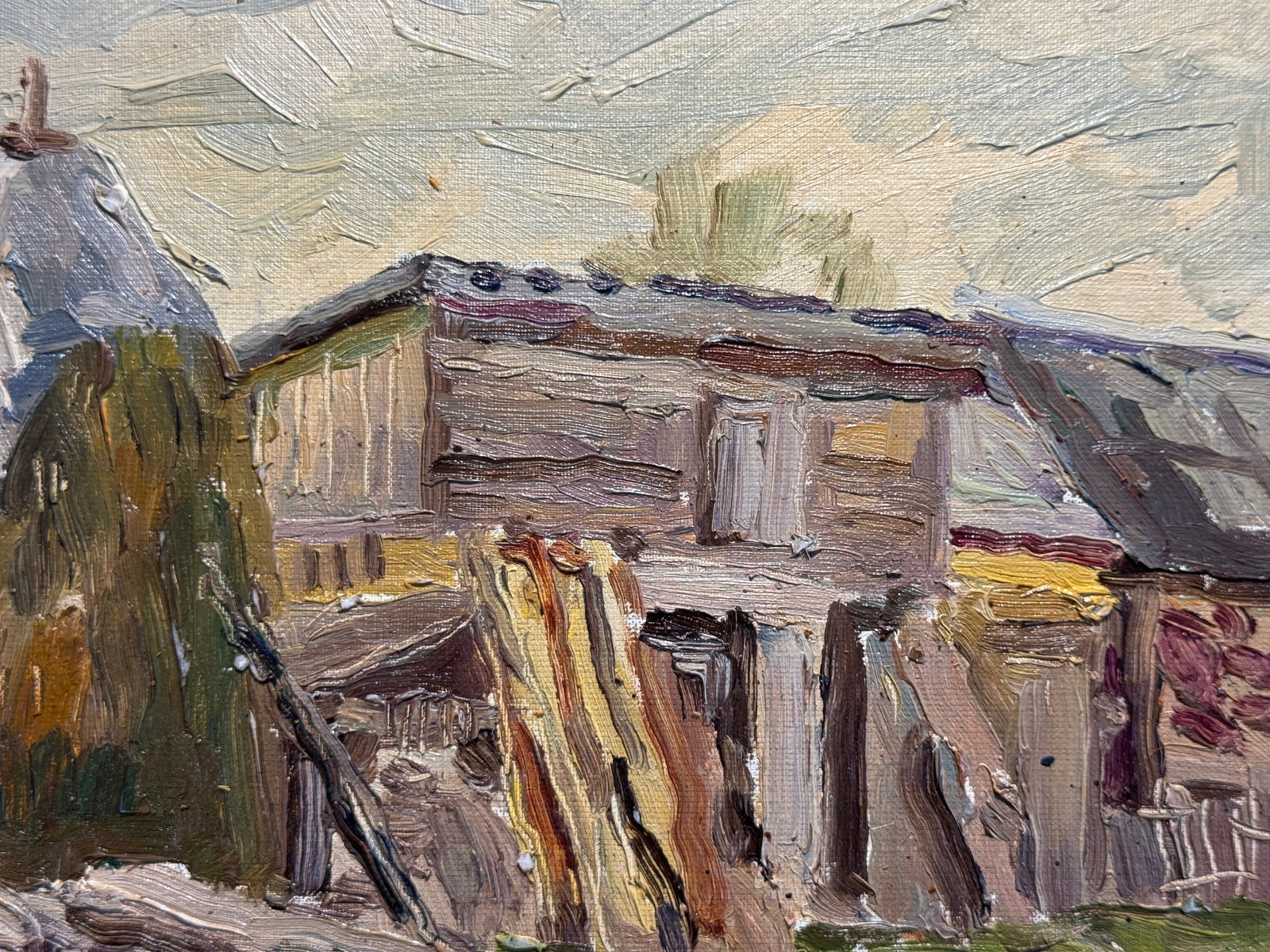 Oil painting Carpathian village Chorna Tysa K. Leonid - 3