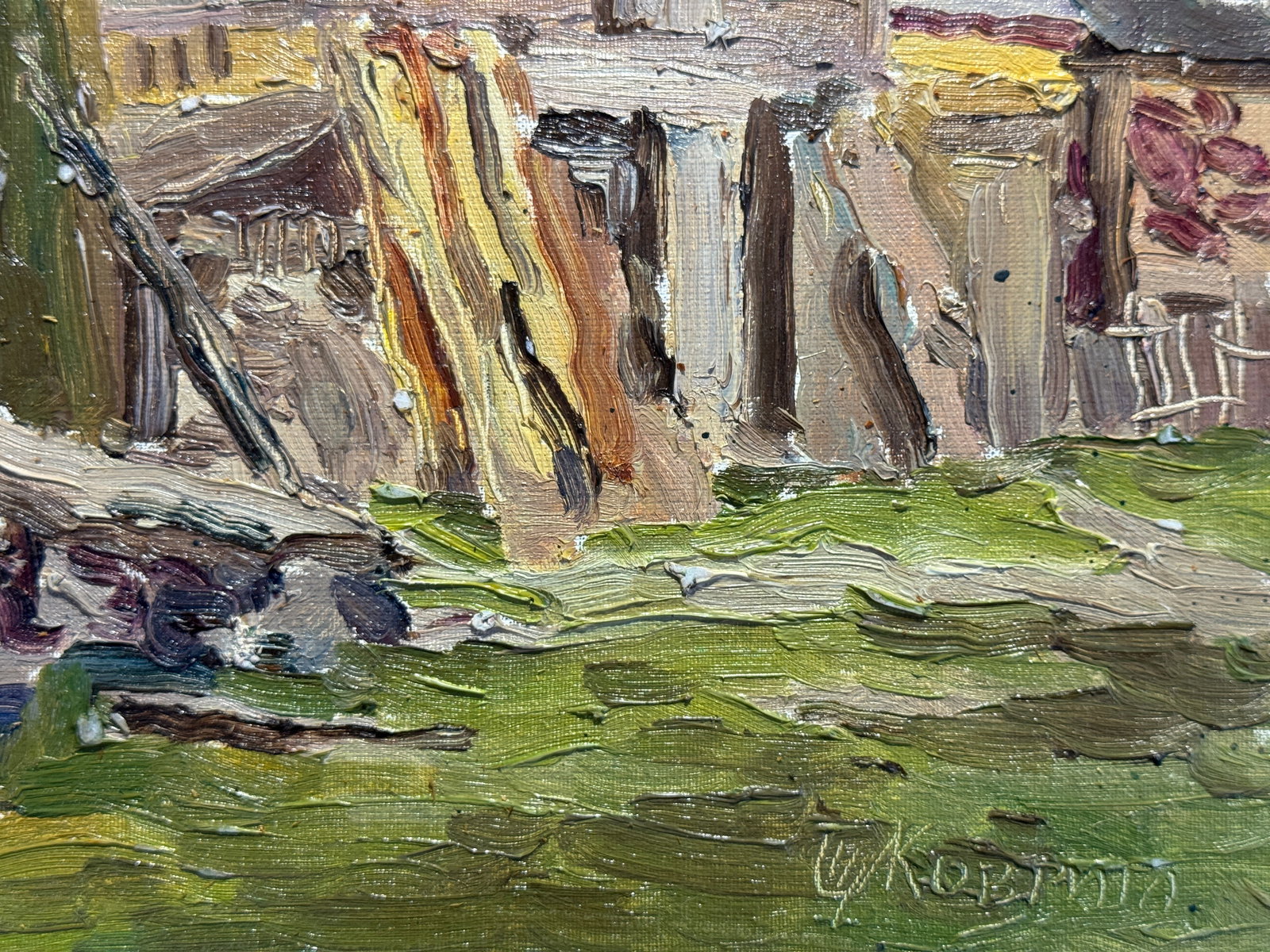 Oil painting Carpathian village Chorna Tysa K. Leonid - 4
