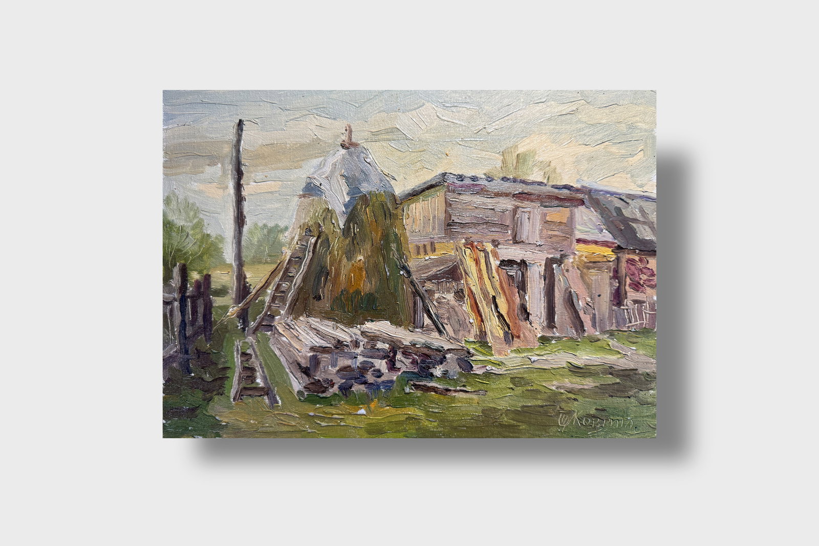 Oil painting Carpathian village Chorna Tysa K. Leonid - 7