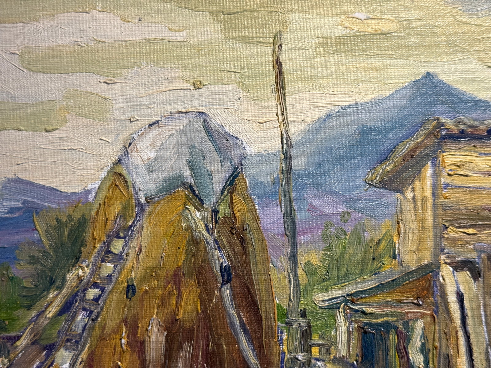 Oil painting Carpathian village Chorna Tysa K. Leonid - 3