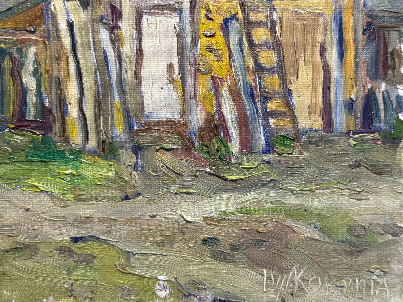 Oil painting Carpathian village Chorna Tysa K. Leonid - 5