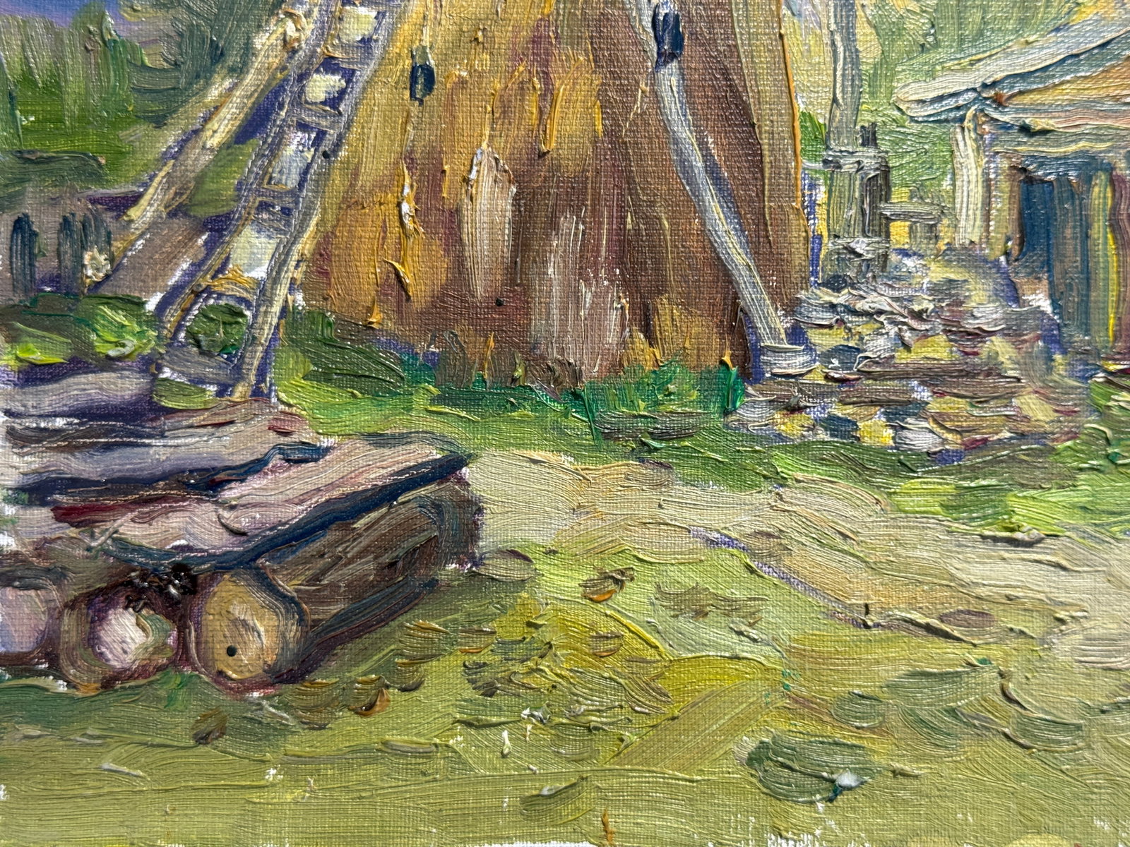 Oil painting Carpathian village Chorna Tysa K. Leonid - 6