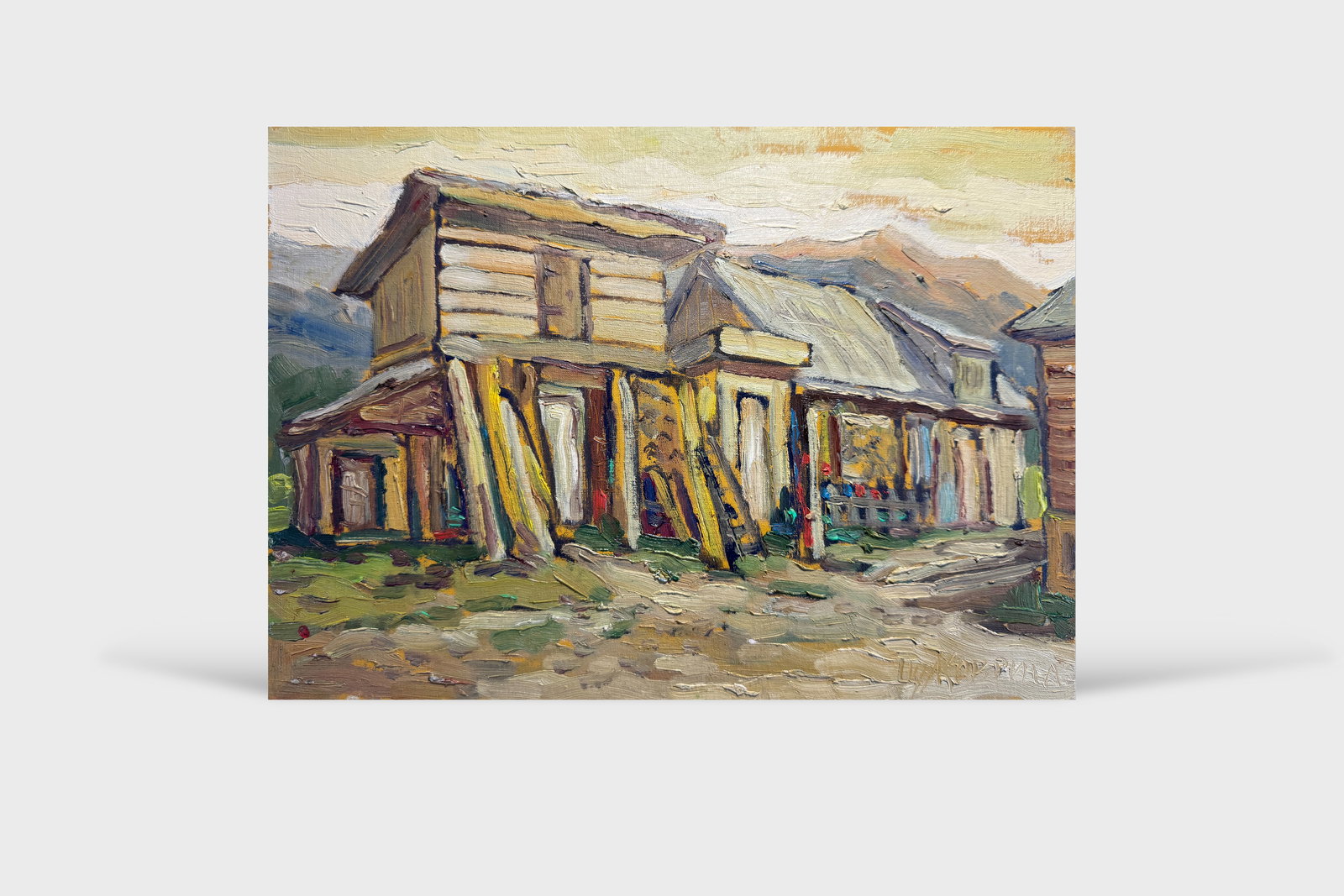 Oil painting Carpathian village Chorna Tysa K. Leonid - 7