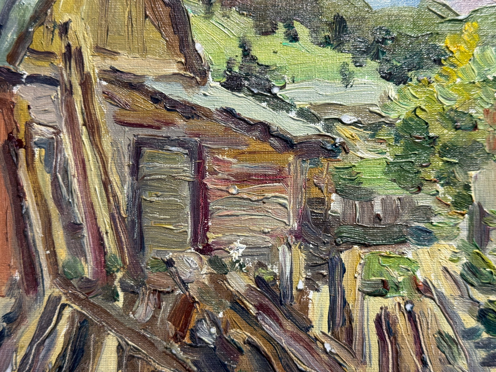 Oil painting Carpathian village Chorna Tysa K. Leonid - 3