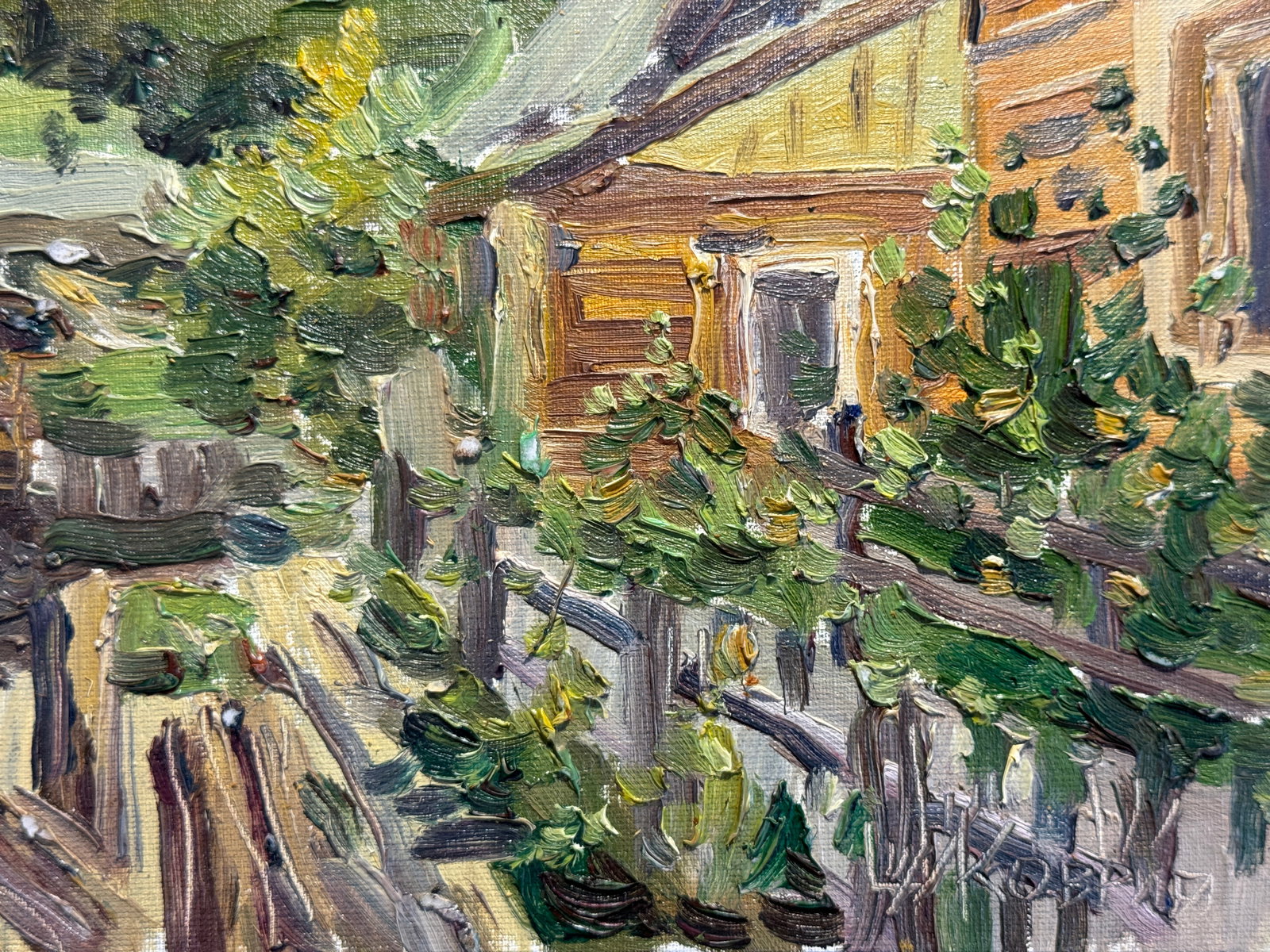 Oil painting Carpathian village Chorna Tysa K. Leonid - 4