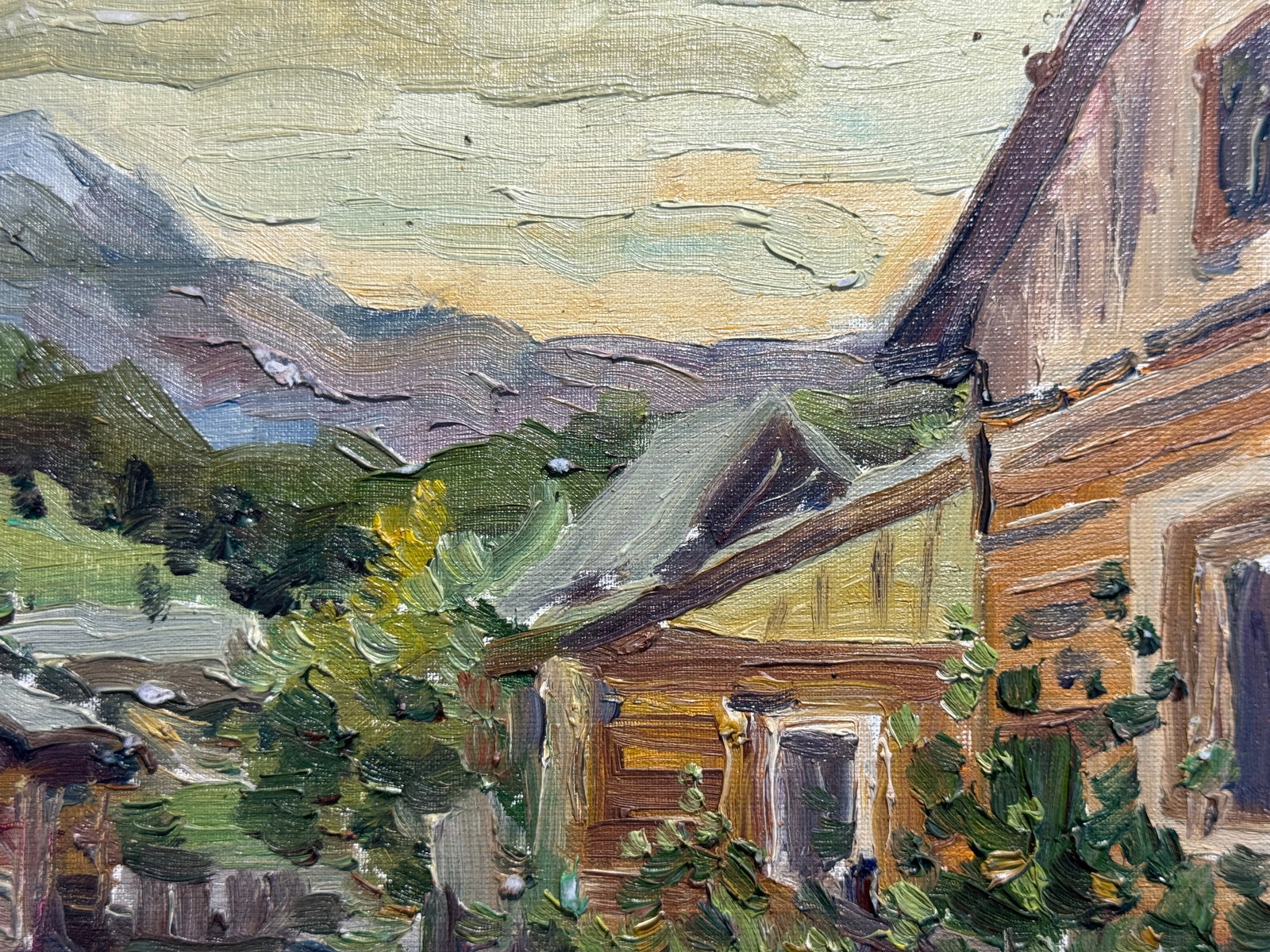 Oil painting Carpathian village Chorna Tysa K. Leonid - 5