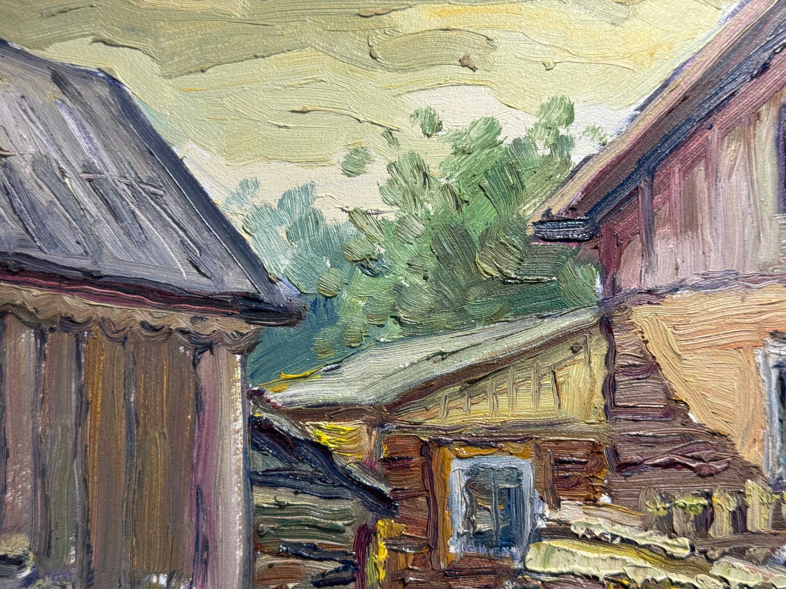 Oil painting Carpathian village Chorna Tysa K. Leonid - 2
