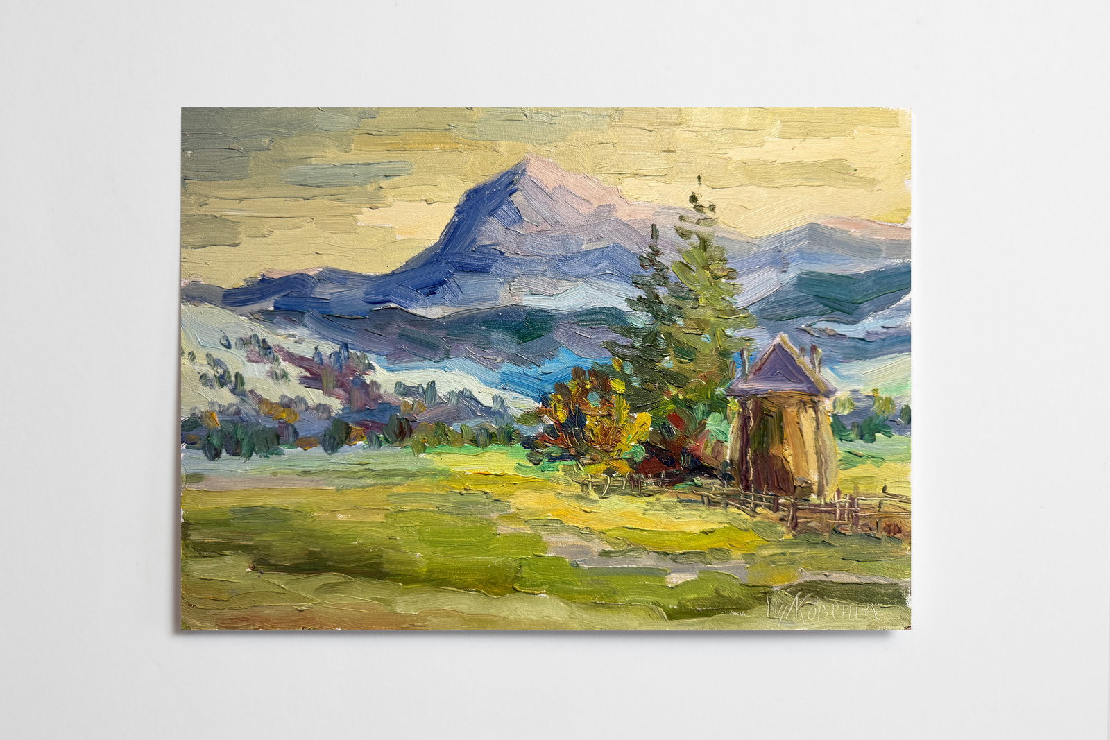 Oil painting Carpathian village Chorna Tysa K. Leonid - 2