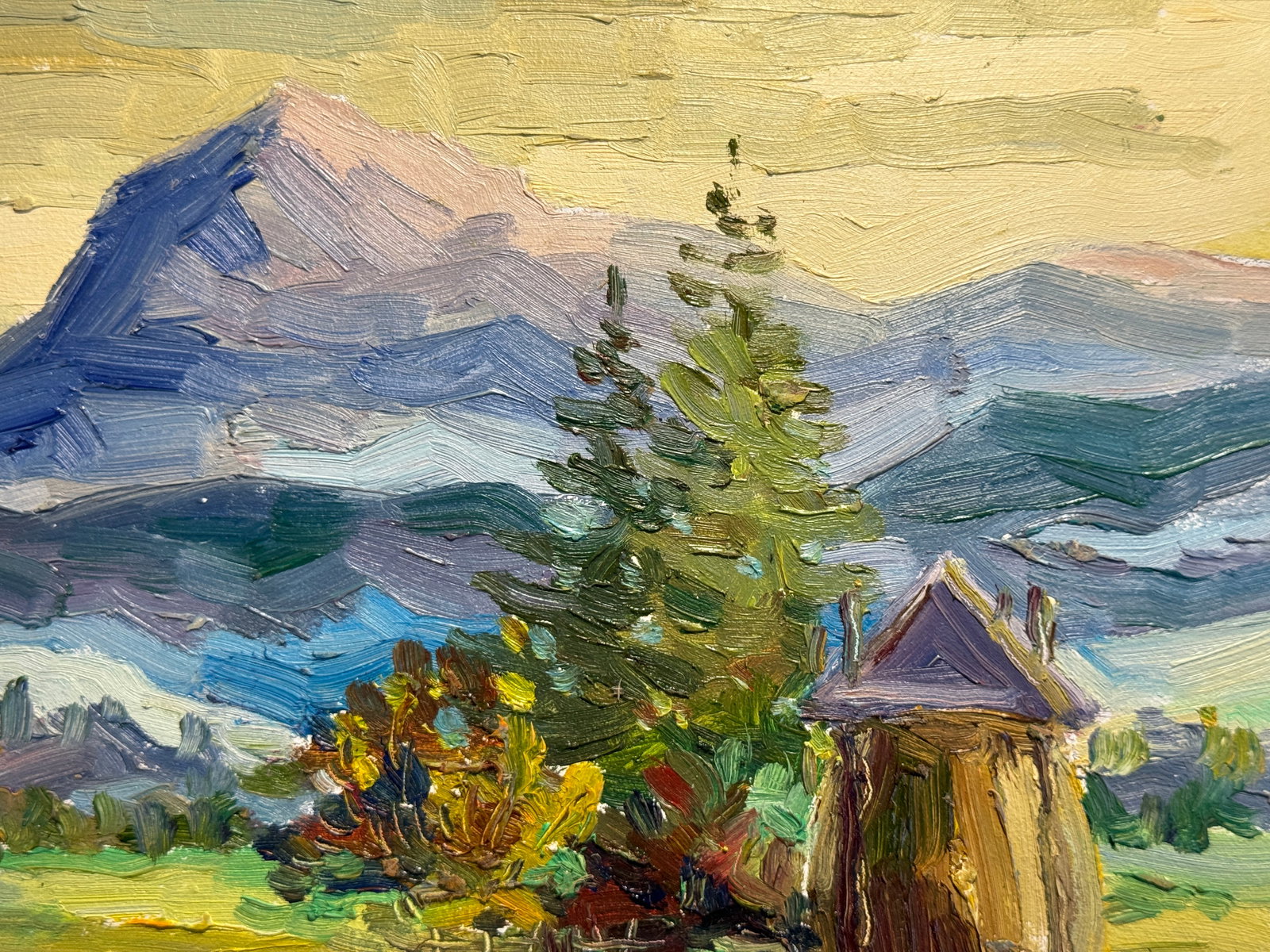 Oil painting Carpathian village Chorna Tysa K. Leonid - 4