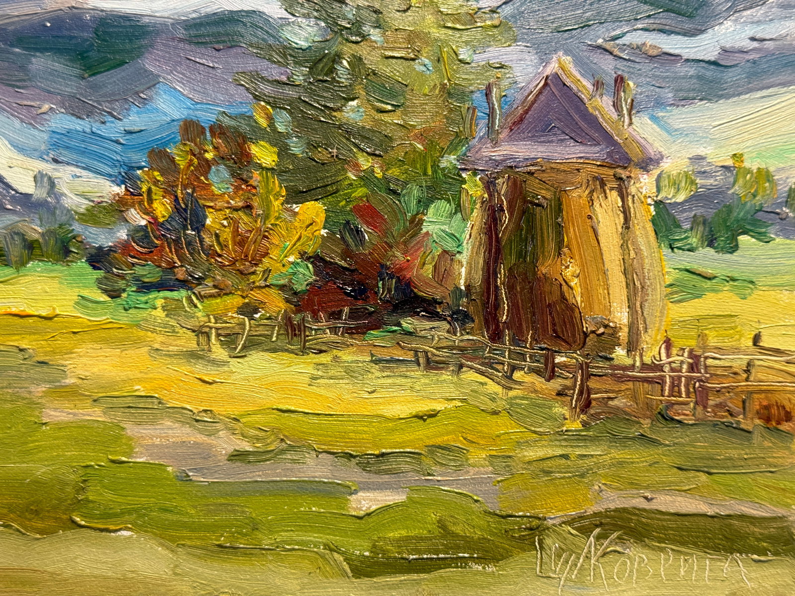 Oil painting Carpathian village Chorna Tysa K. Leonid - 5