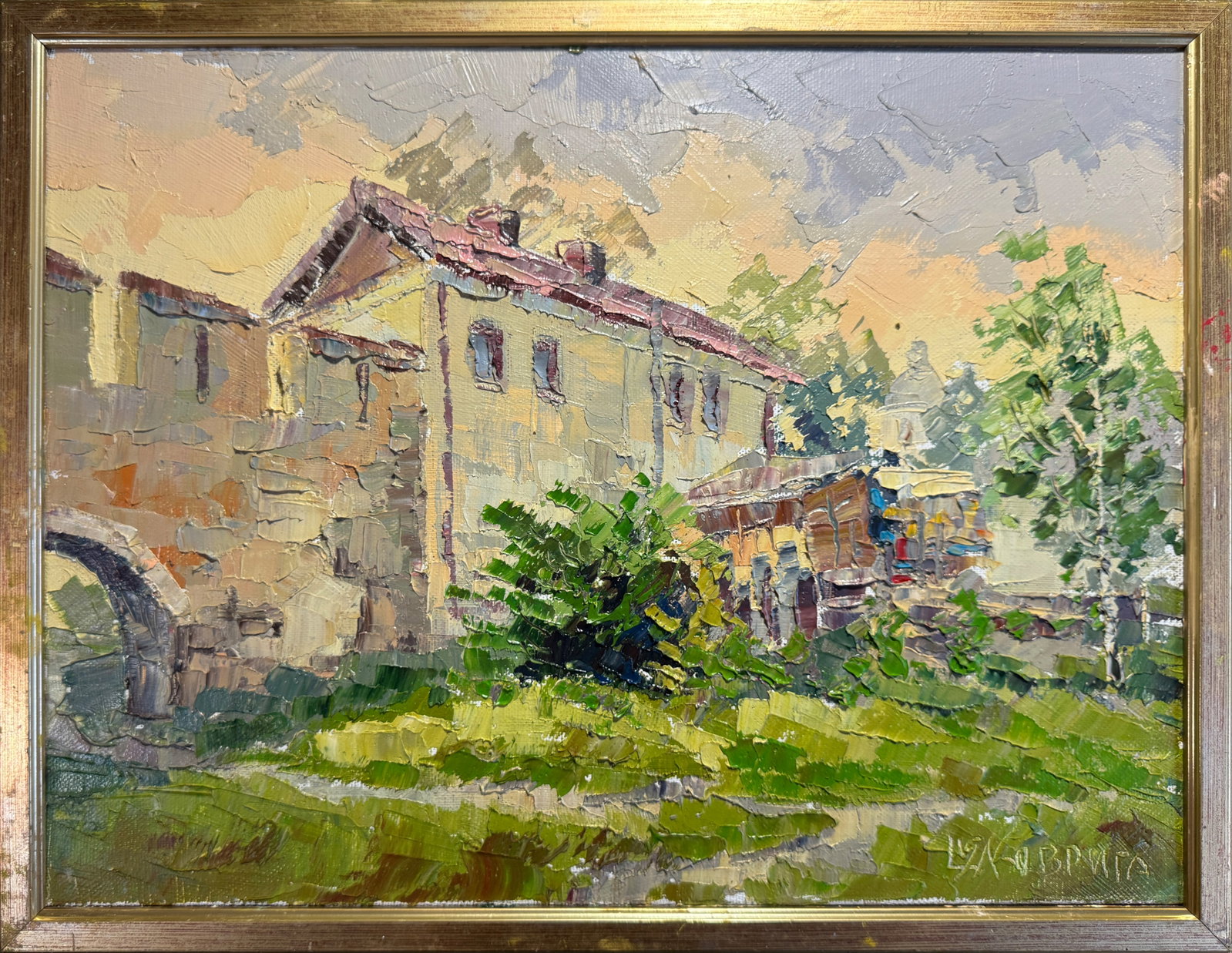 Oil painting with frame Lutsk Lubart's castle K. Leonid: Title: Oil painting with frame Lutsk Lubart's castle K. Leonid Description: 71KK Painter: K. Leonid S?ze: 30x40 cm/ 11.81x15.74 inches Components: oil, canvas Original painting CONDITION: exellent