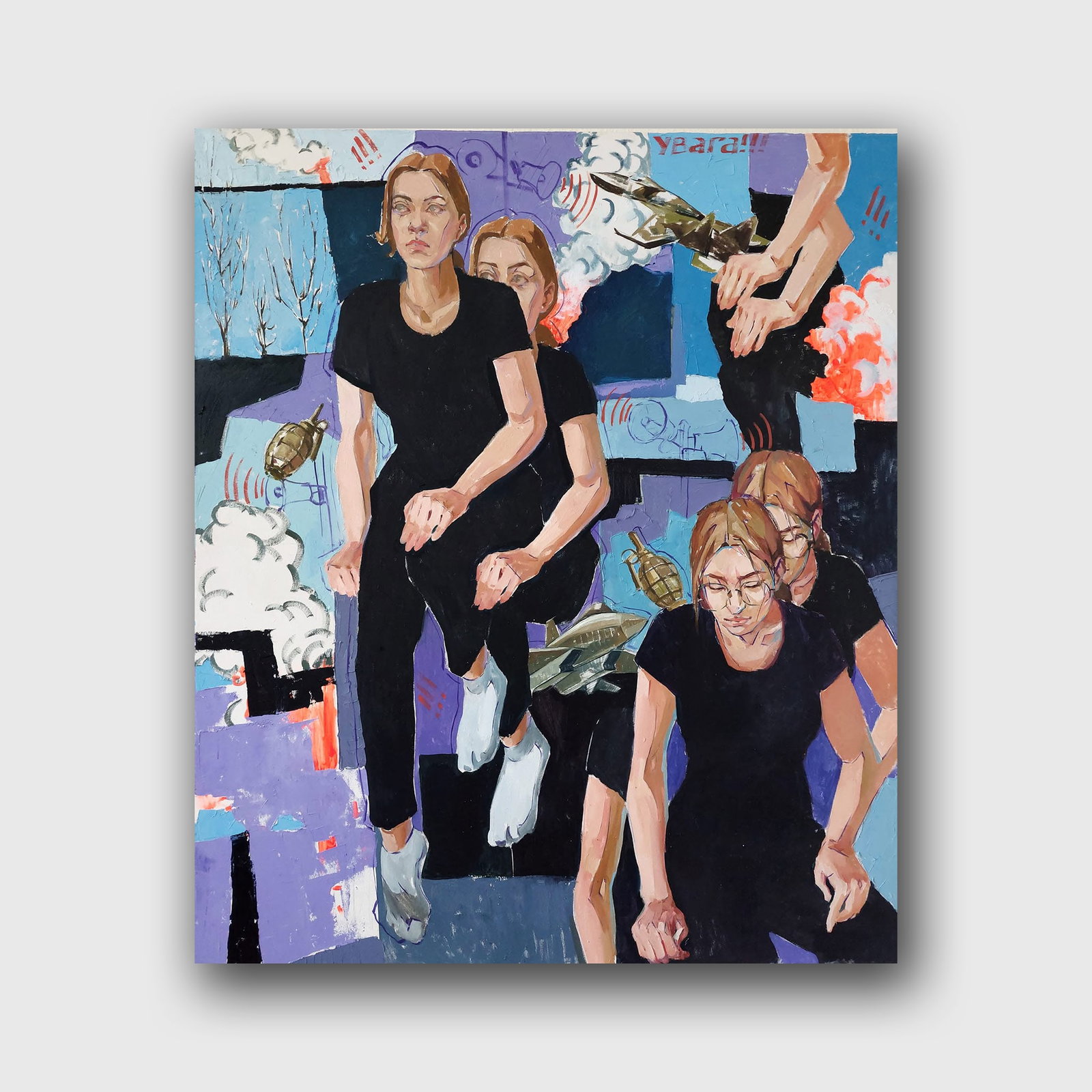 Oil painting Attention: Air raid alert Katya F - 11