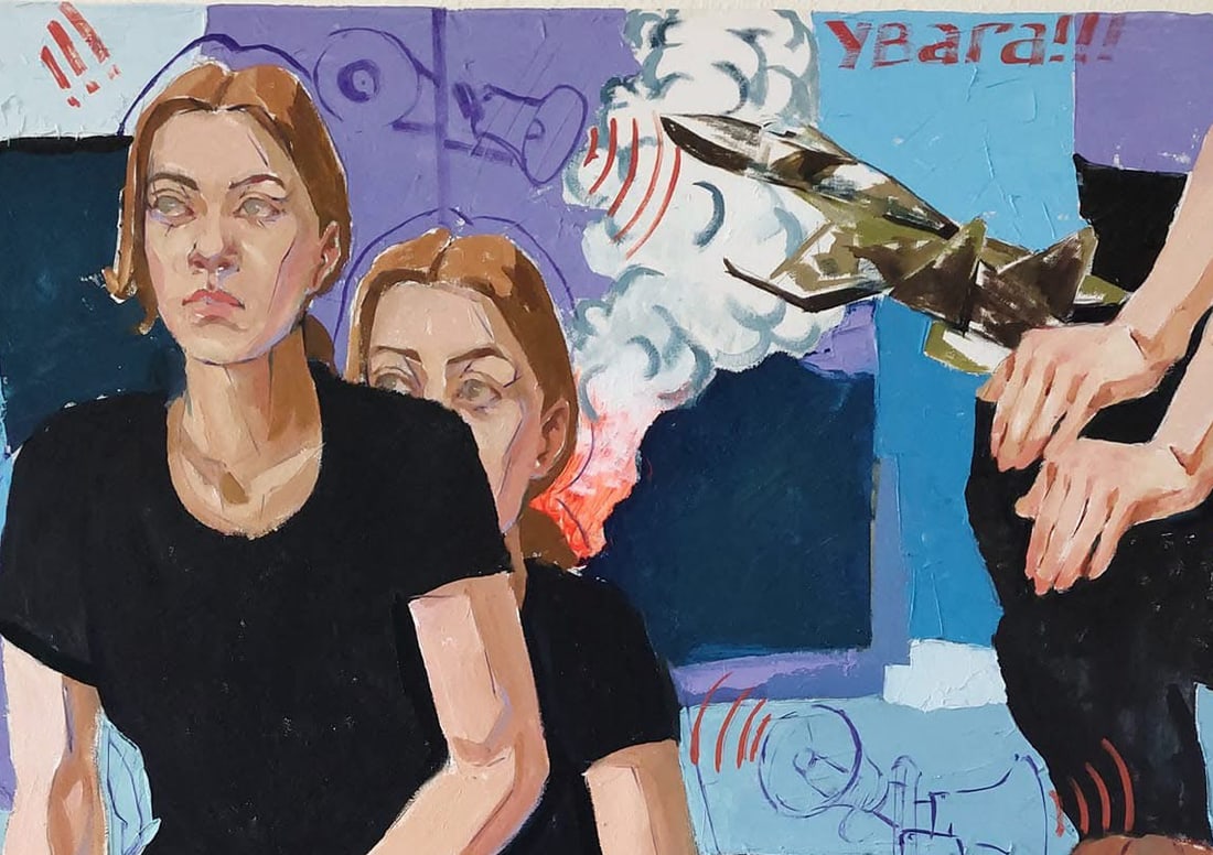 Oil painting Attention: Air raid alert Katya F - 4