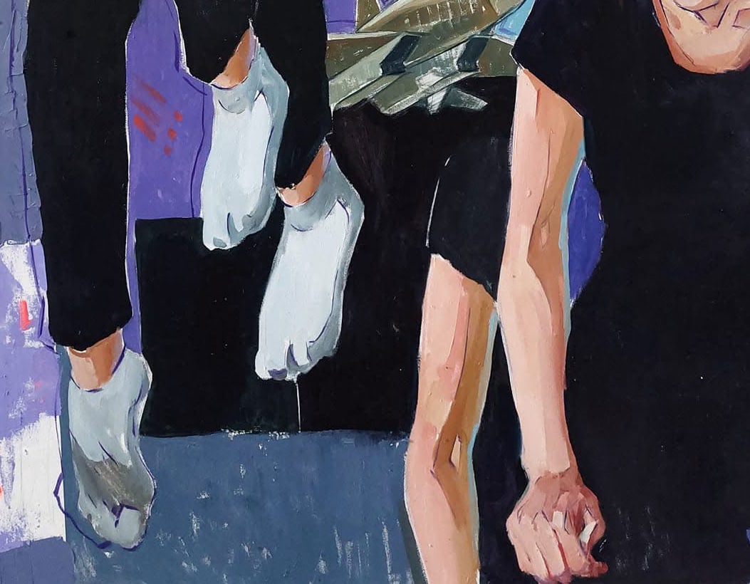 Oil painting Attention: Air raid alert Katya F - 7