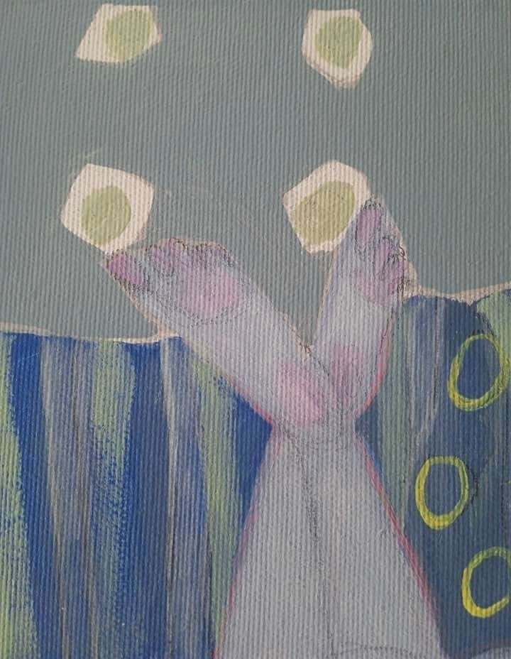 Acrylic painting quiet dreams about a metal detector Natalia V. - 2