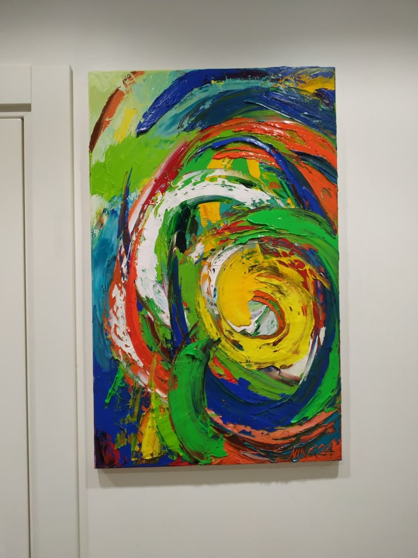Abstract Oil painting center of the universe Nina L - 10