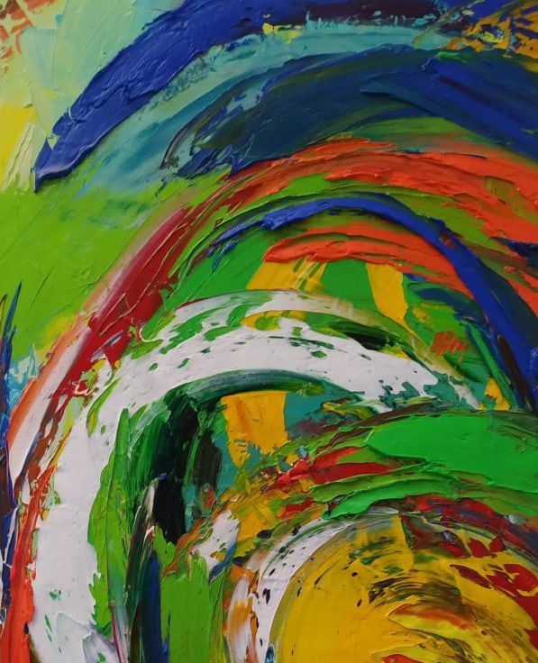 Abstract Oil painting center of the universe Nina L - 7