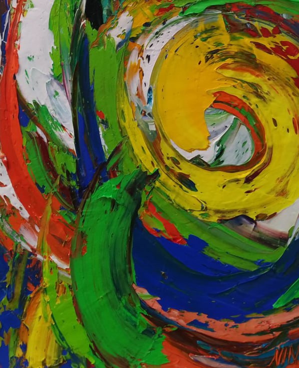 Abstract Oil painting center of the universe Nina L - 8