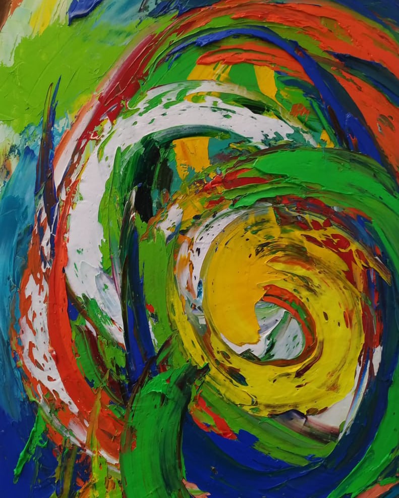Abstract Oil painting center of the universe Nina L - 9