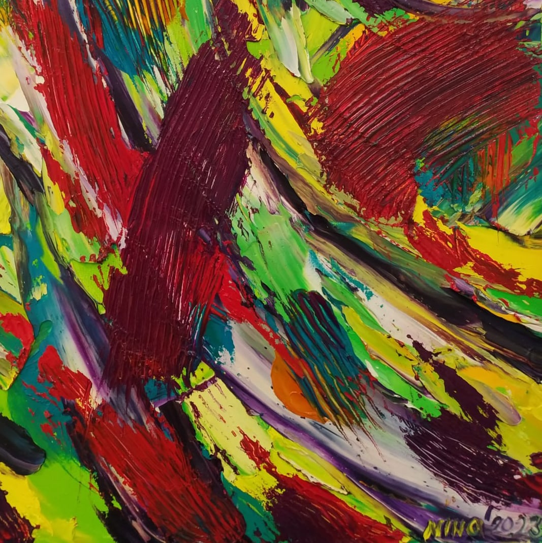 Abstract Oil painting Flight Nina L - 8