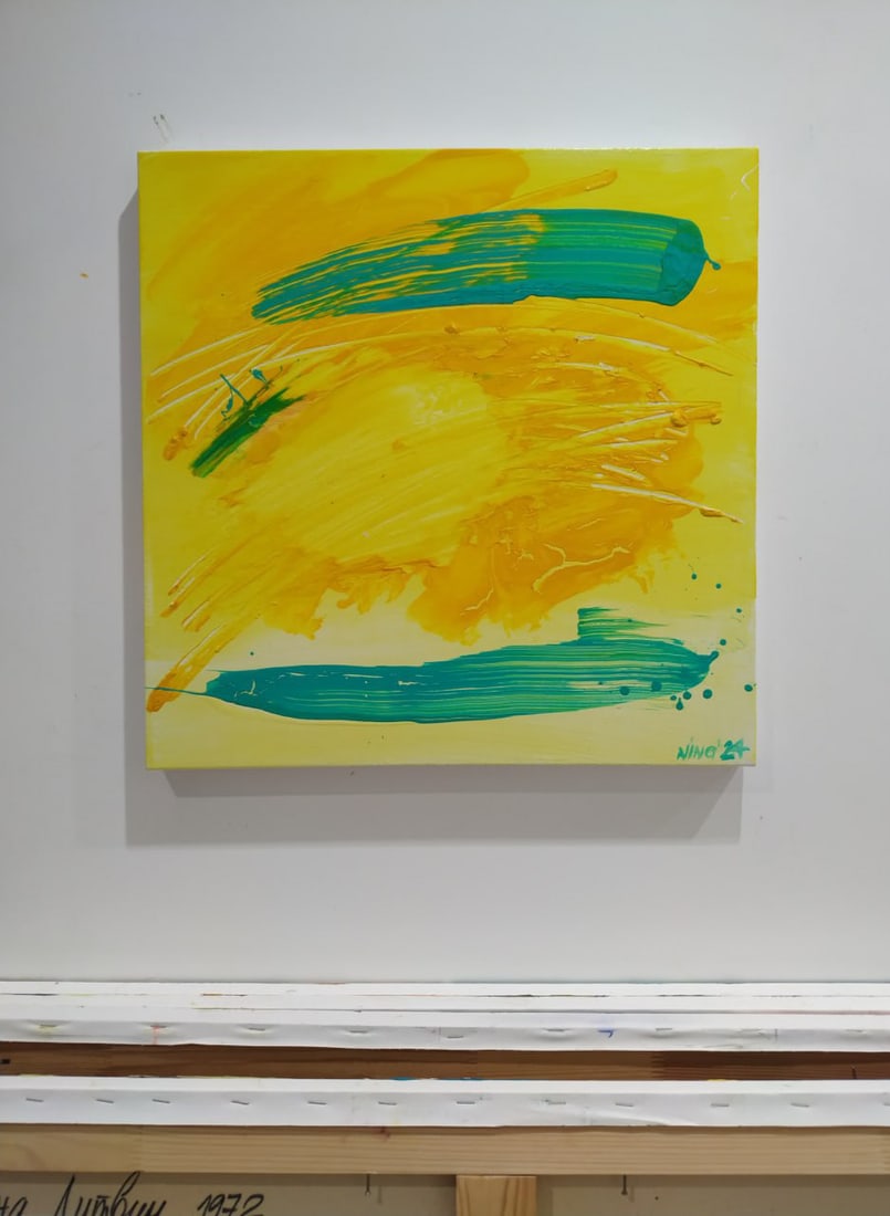 Abstract Oil painting Yellow Nina L - 10