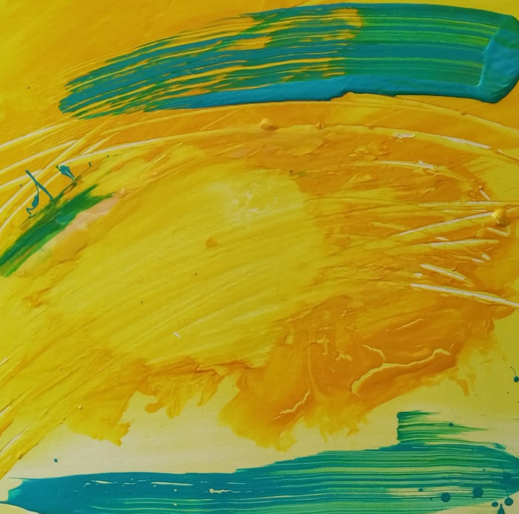 Abstract Oil painting Yellow Nina L - 6