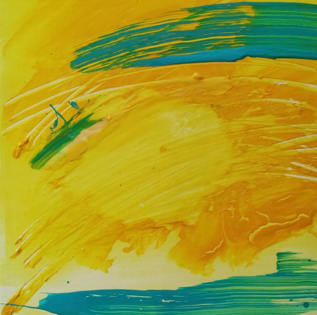 Abstract Oil painting Yellow Nina L - 7