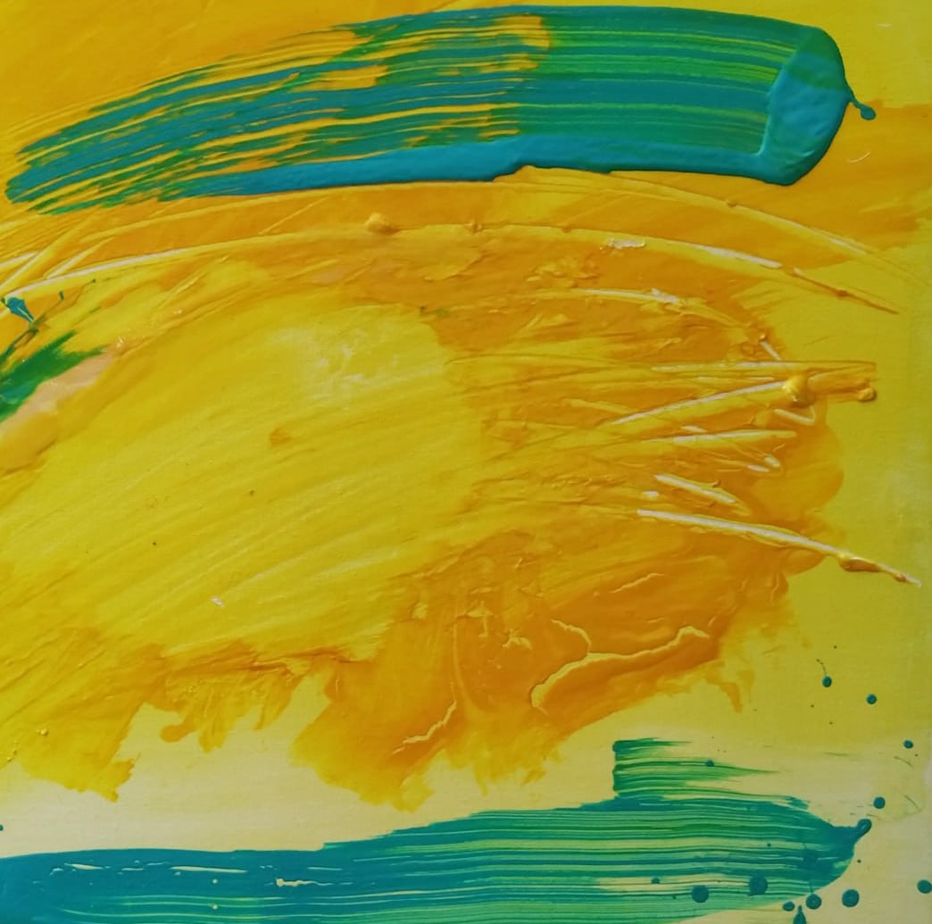 Abstract Oil painting Yellow Nina L - 8