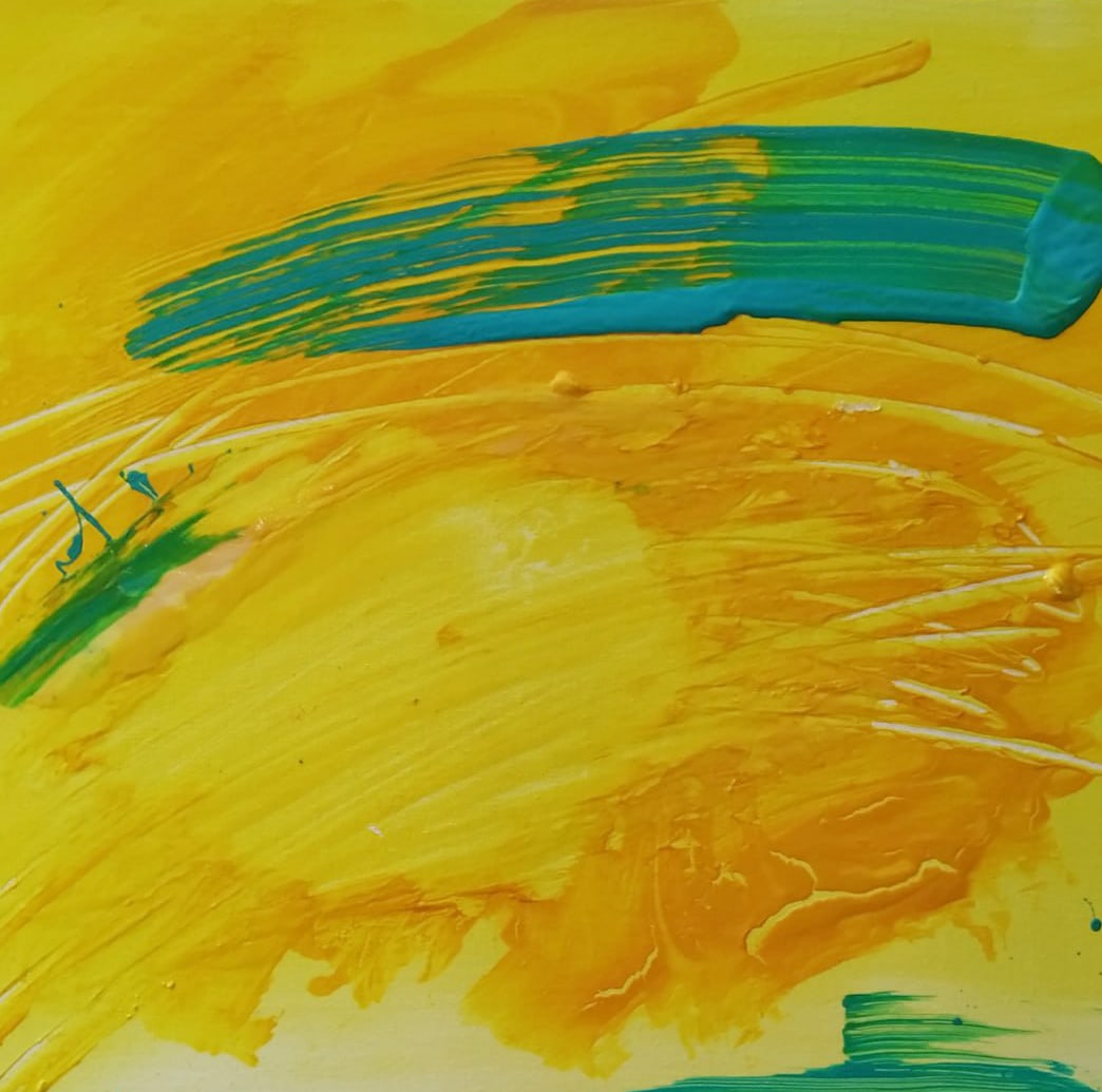 Abstract Oil painting Yellow Nina L - 9