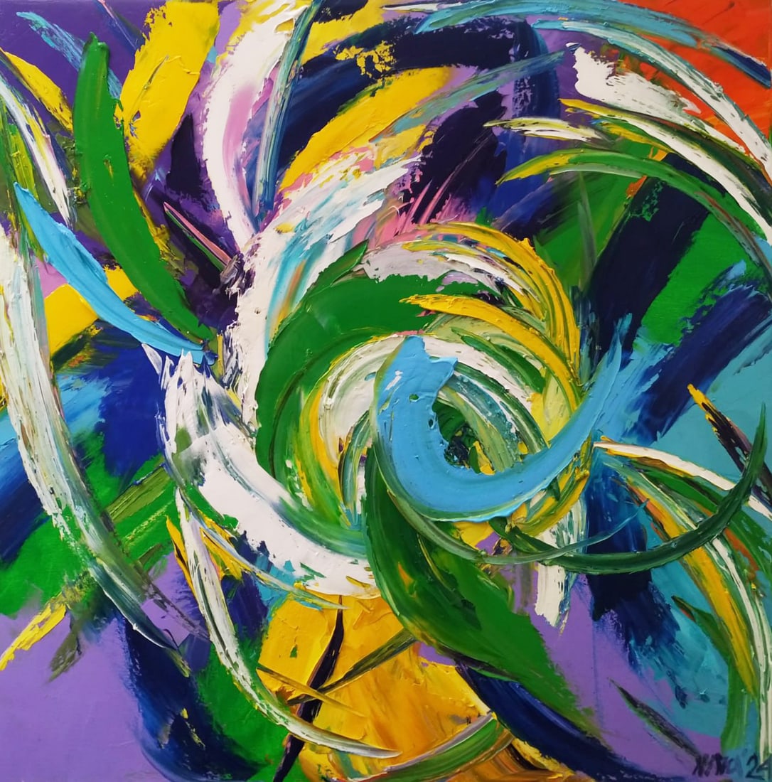 Abstract Oil painting Universe Nina L: Title: Abstract Oil painting Universe Nina L Description: 58Lt Painter: Nina L. S?ze: 70x70 cm/ 27.55x27.55 inches Components: oil, canvas Original painting CONDITION: exellent ERA: 2024 ARTIST: She w