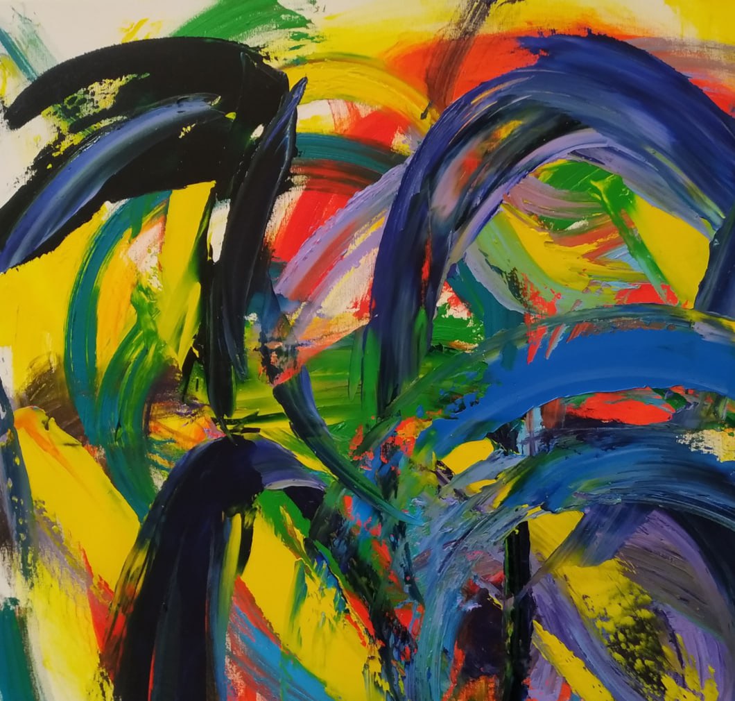 Abstract Oil painting Flight Nina L - 2