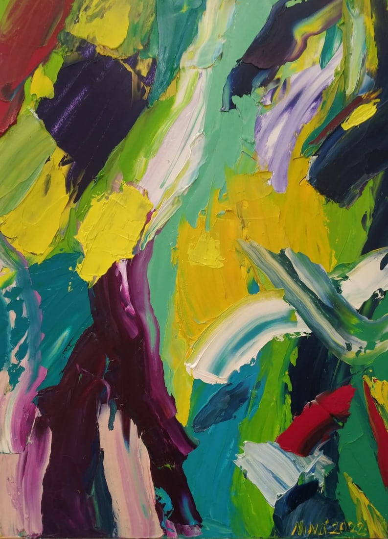 Abstract Oil painting sleep Nina L: Title: Abstract Oil painting sleep Nina L Description: 70Lt Painter: Nina L. S?ze: 80x60 cm/ 31.49x23.62 inches Components: oil, fiberboard Original painting CONDITION: exellent ERA: 2022 ARTIST: She 