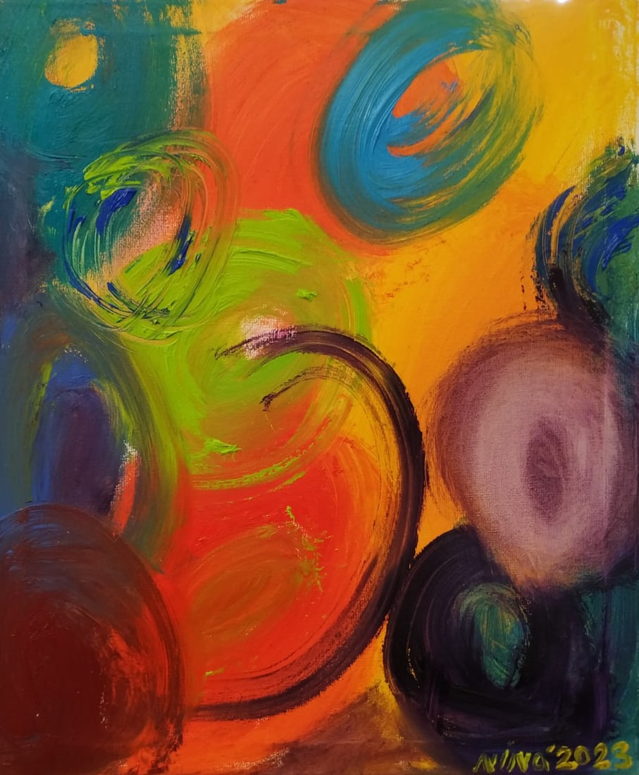 Abstract Oil painting Colored dreams Nina L: Title: Abstract Oil painting Colored dreams Nina L Description: 87Lt Painter: Nina L. S?ze: 60x50 cm/ 23.62x19.68 inches Components: oil, canvas Original painting CONDITION: exellent ERA: 2023 ARTIST: