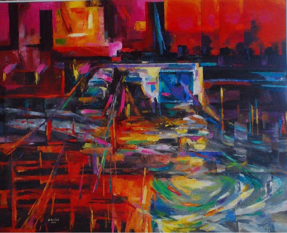 Oil painting Weekend traffic Vadim Os'onov: Title: Oil painting Weekend traffic Vadim Os'onov Description: 01AXE Painter: Os'onov Vadim S?ze: 110x90 cm/43,3x35,4 inch Components: oil, canvas Original painting CONDITION: exellent ERA: 2006