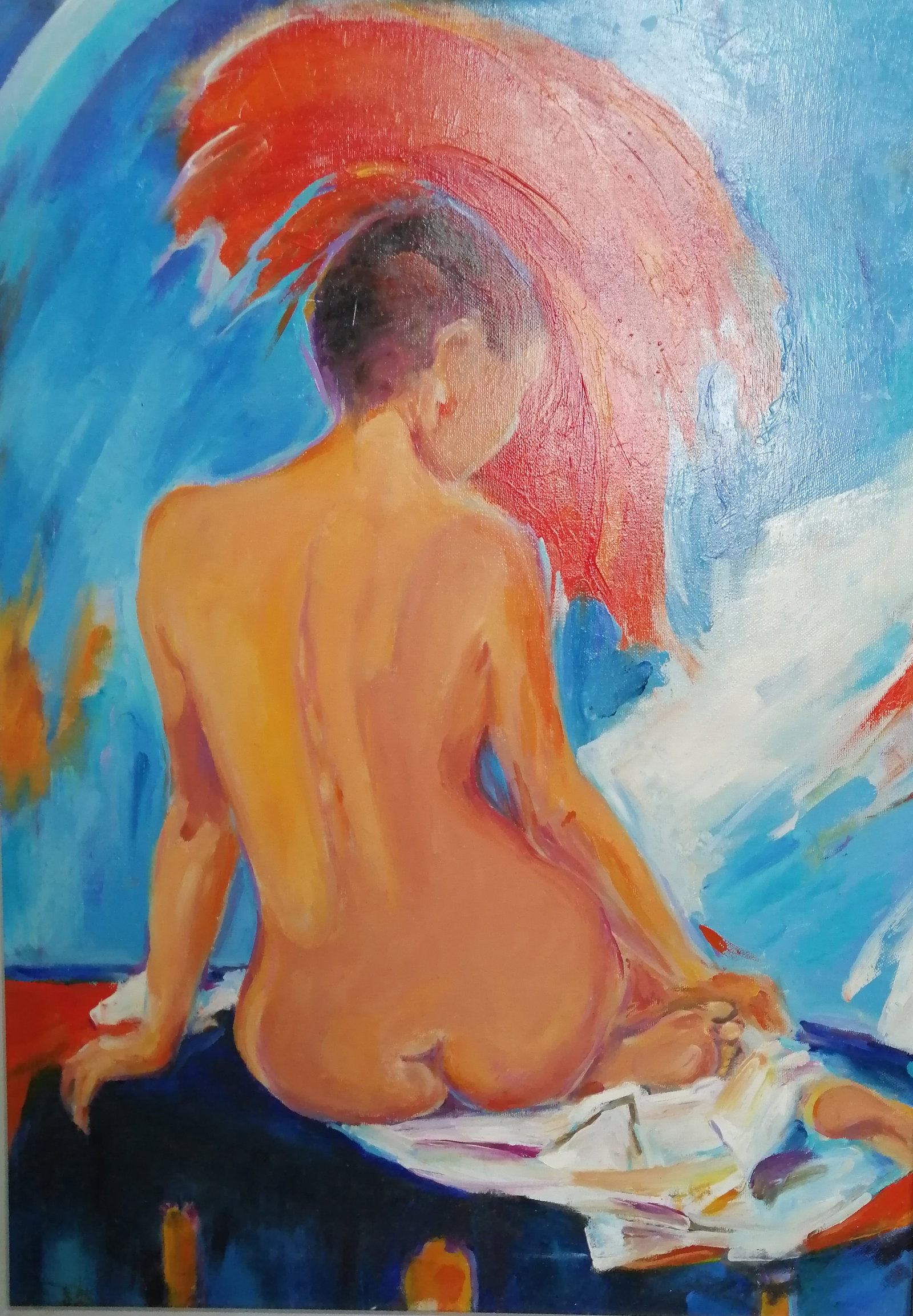 Oil painting Naked in red Vadim Os'onov: Title: Oil painting Naked in red Vadim Os'onov Description: 22AXE Painter: Os'onov Vadim S?ze: 70x50 cm/27,5x19,6 inch Components: oil, canvas Original painting CONDITION: exellent ERA: 2011 Vadi