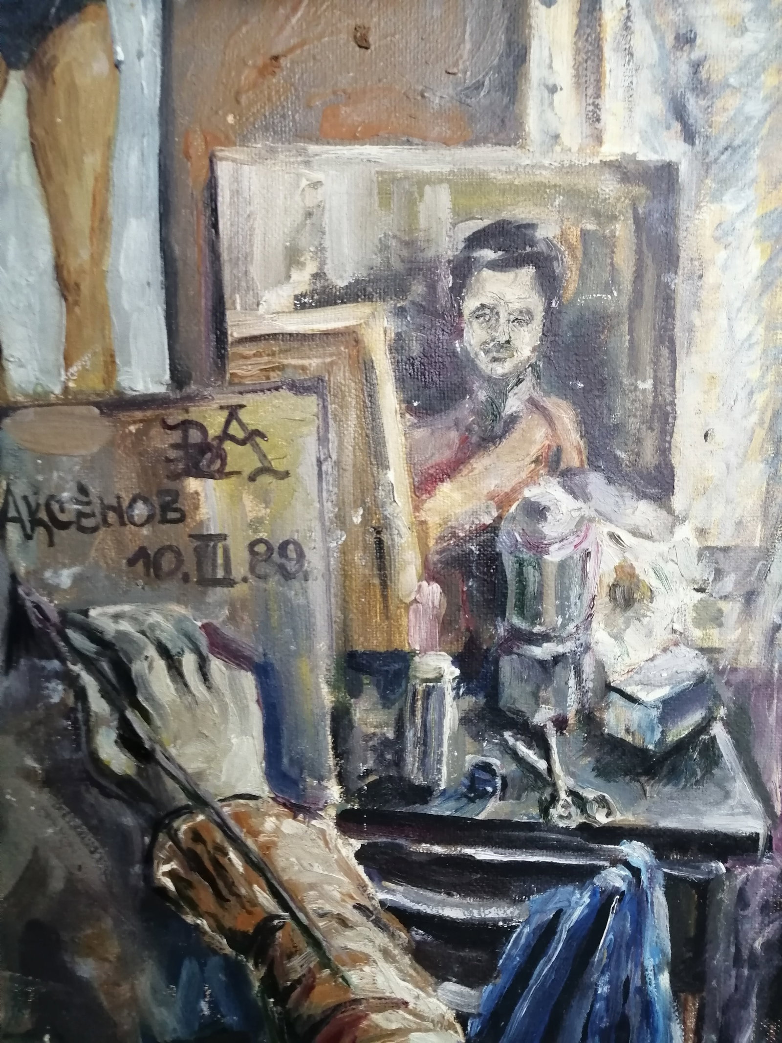 Oil painting At work Vadim Os'onov - 2