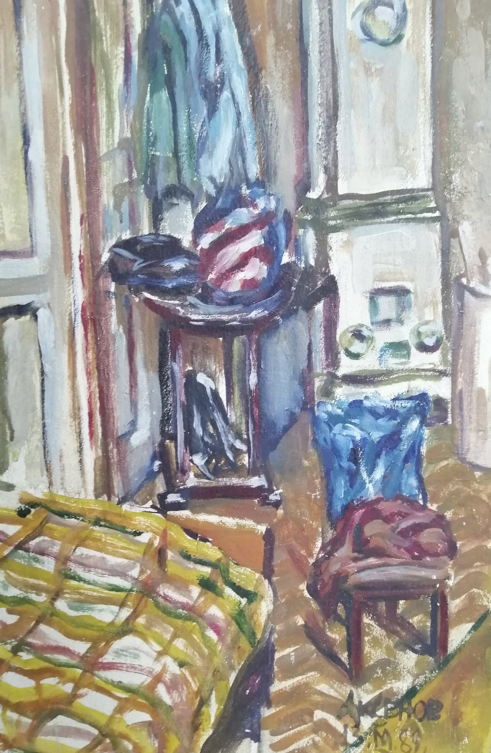 Oil painting Creative atmosphere Vadim Os'onov: Title: Oil painting Creative atmosphere Vadim Os'onov Description: 61AXE Painter: Os'onov Vadim S?ze: 50x33 cm/19.6x12.99 inch Components: oil, cardboard Original painting CONDITION: exellent ERA: