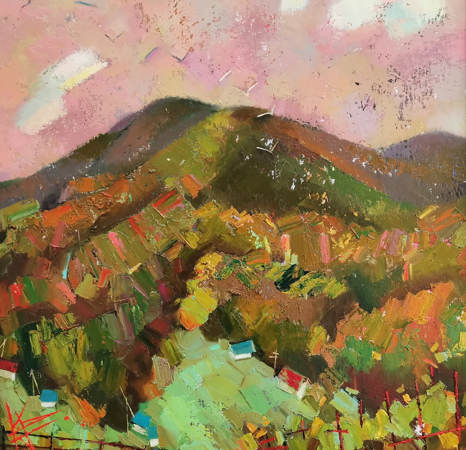 Abstract Oil painting Green mountain Oksana Kyrylenko - 2