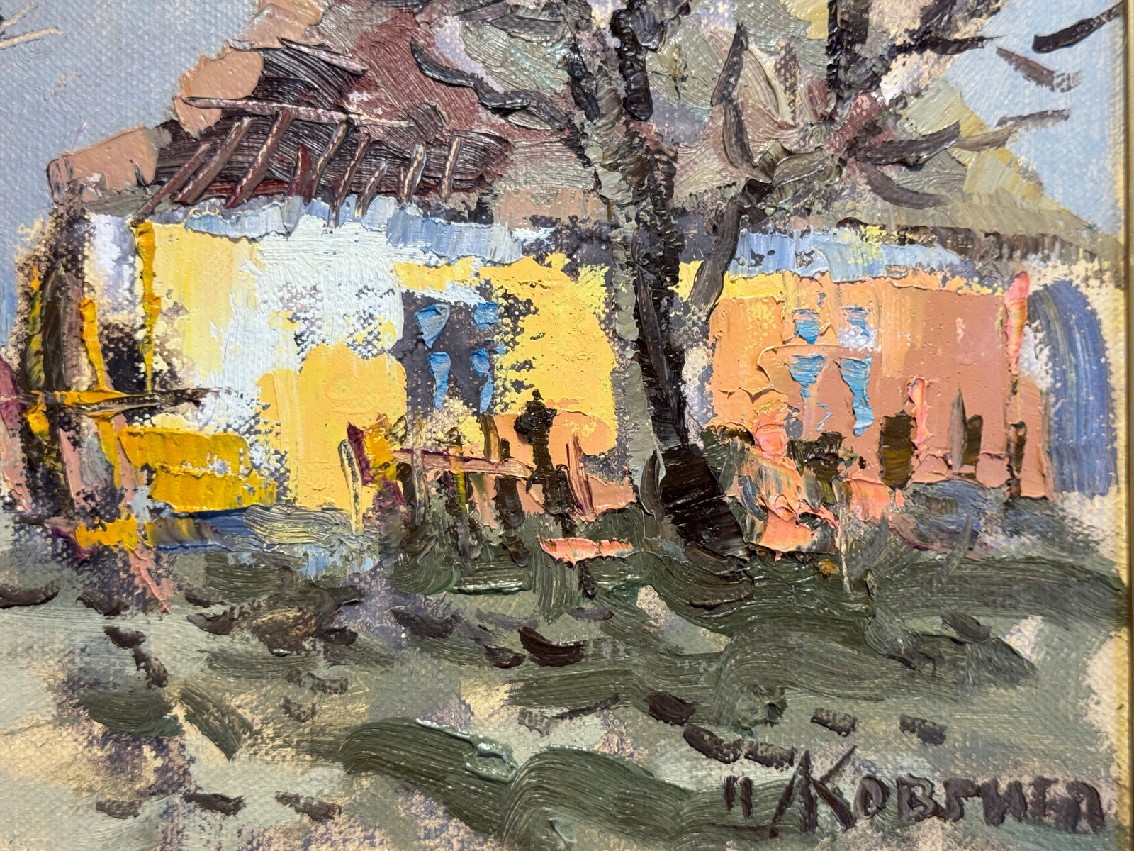 Oil painting with frame An old house K. Leonid - 2