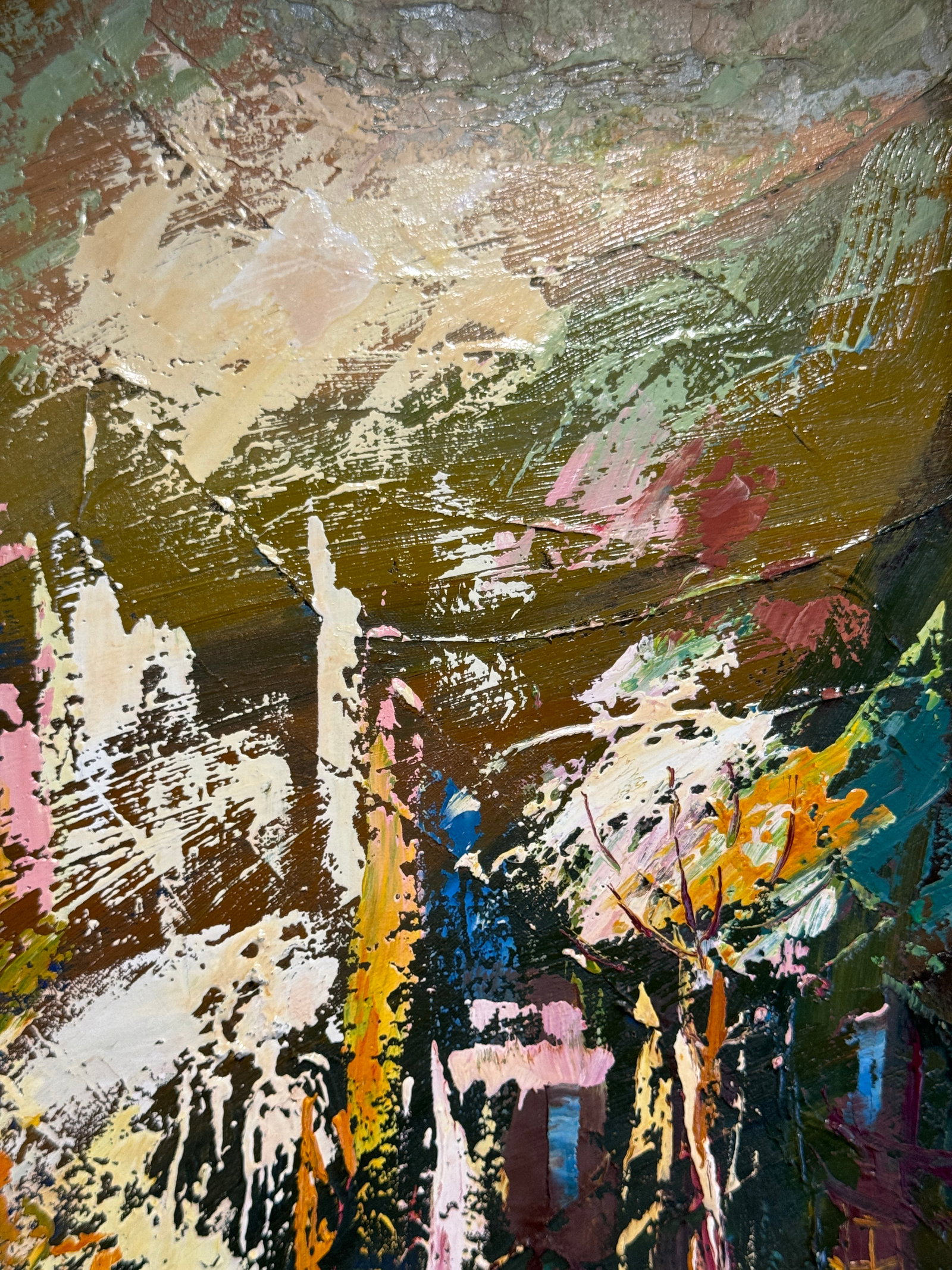 Abstract Oil painting with frame City K. Leonid - 5