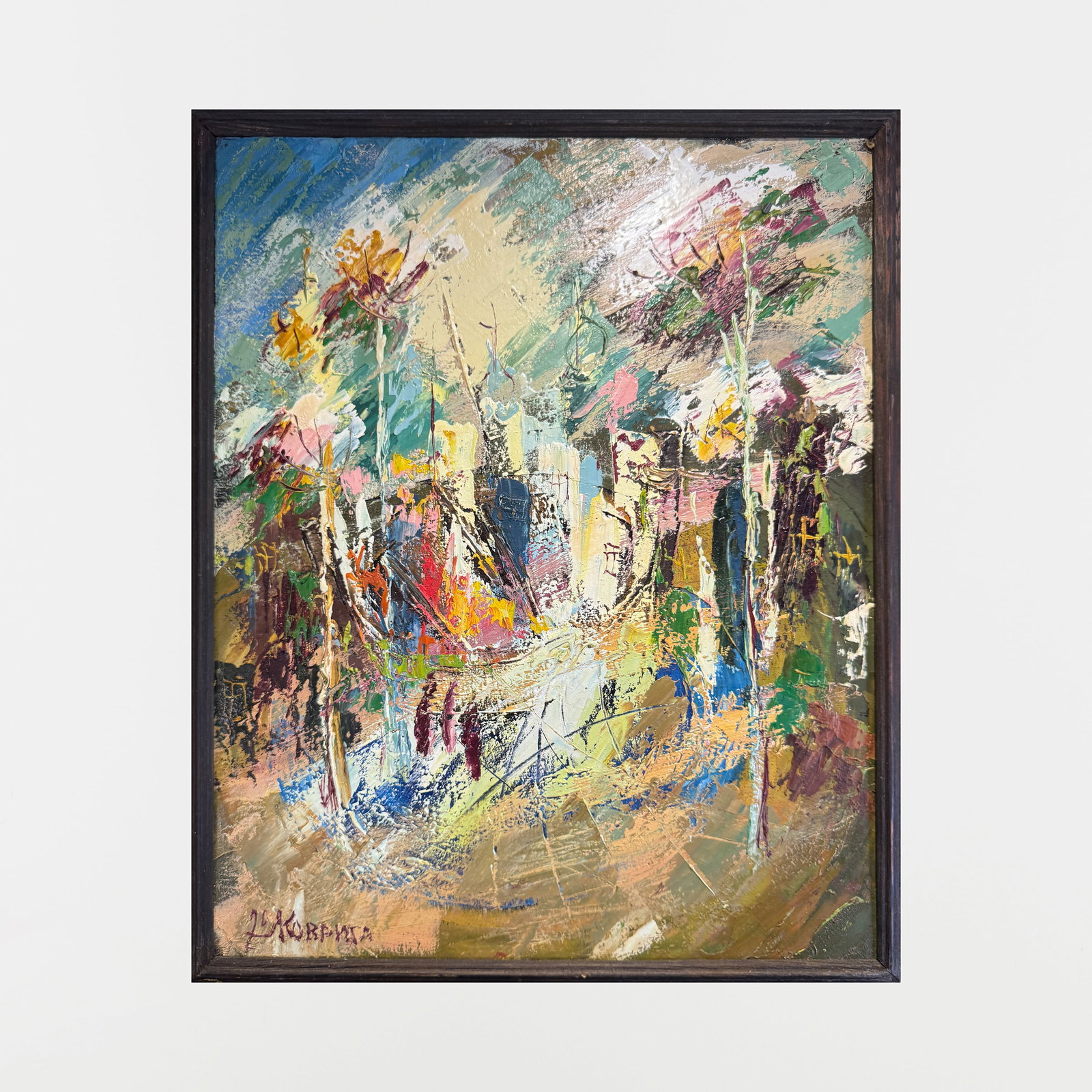 Abstract Oil painting with frame City K. Leonid - 2