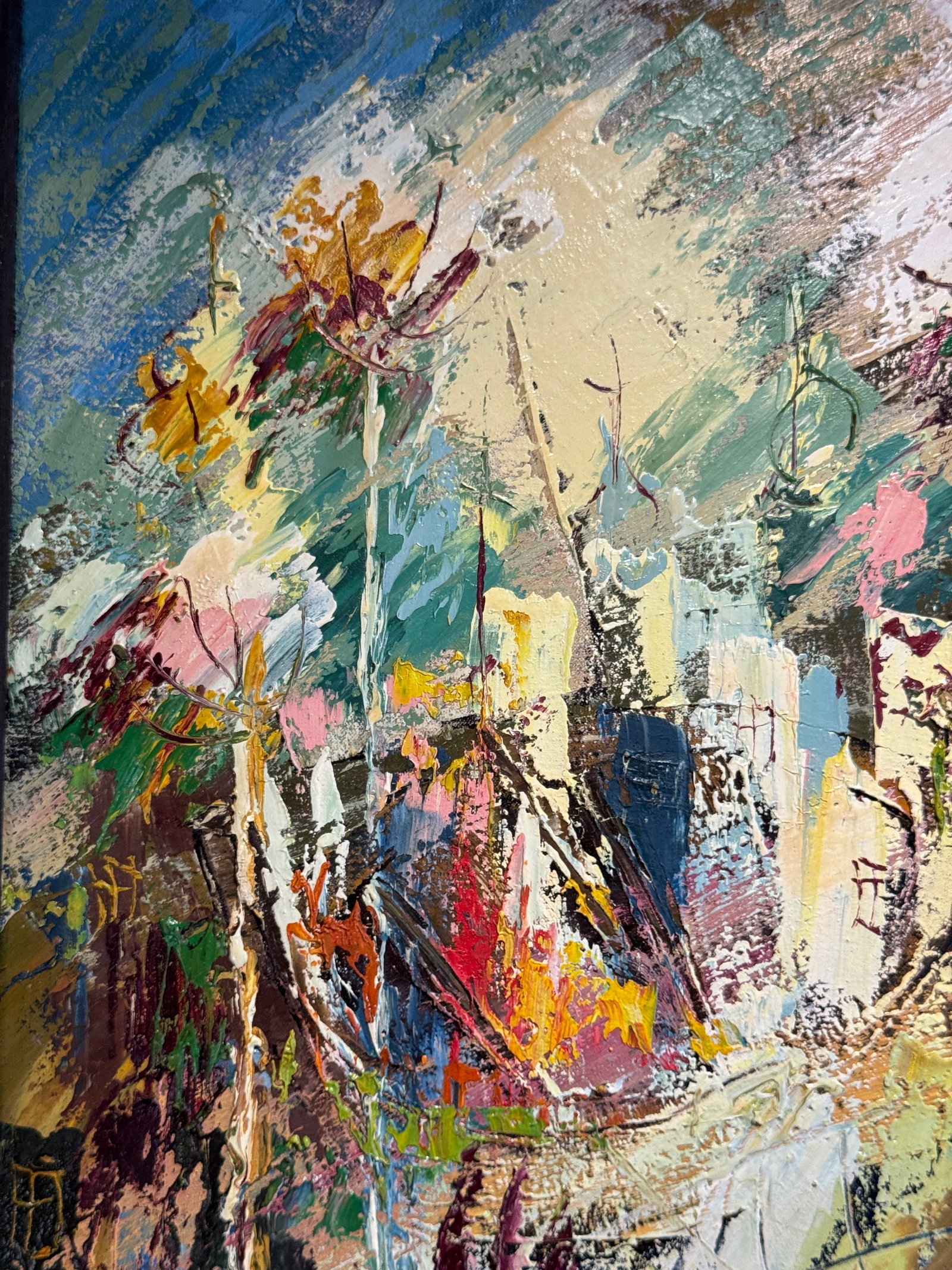 Abstract Oil painting with frame City K. Leonid - 4