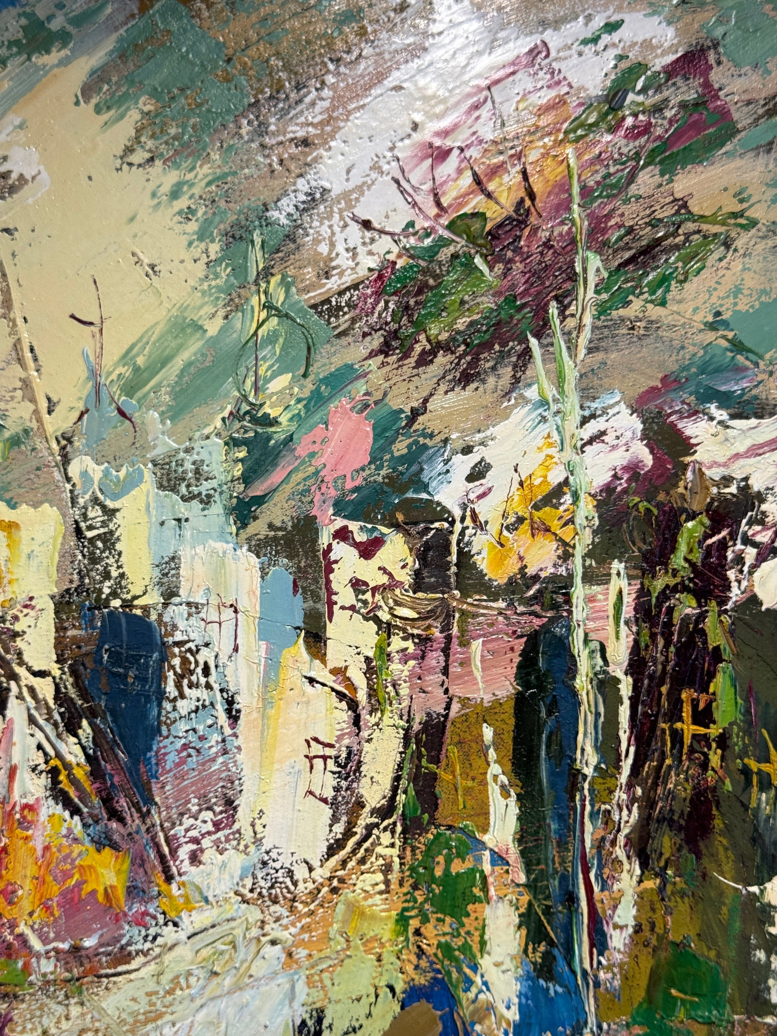 Abstract Oil painting with frame City K. Leonid - 5