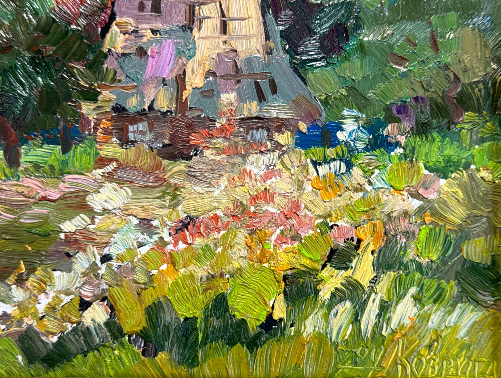 Oil painting with frame An old house K. Leonid - 3