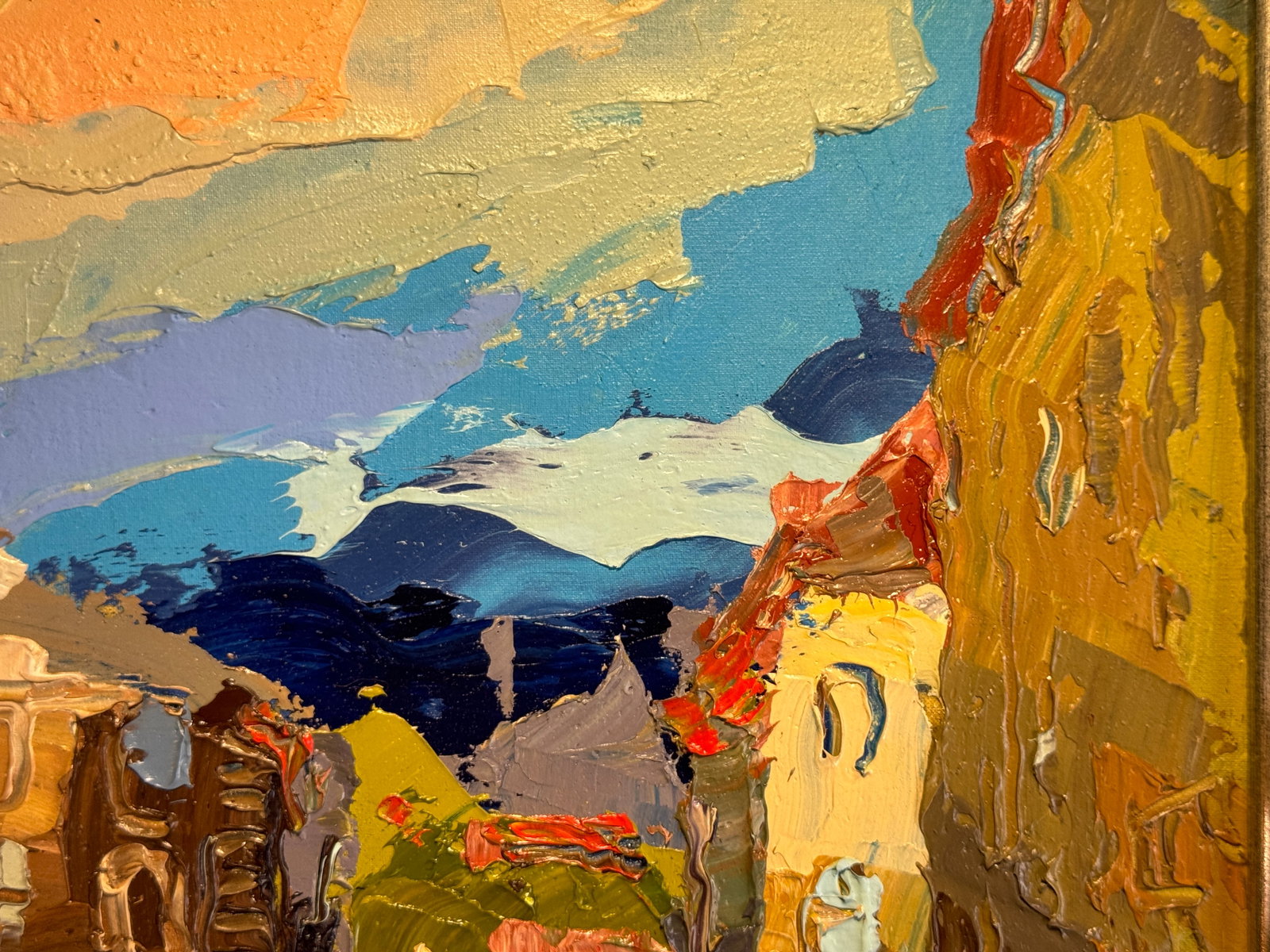 Oil painting with frame Lviv market square K. Leonid - 5