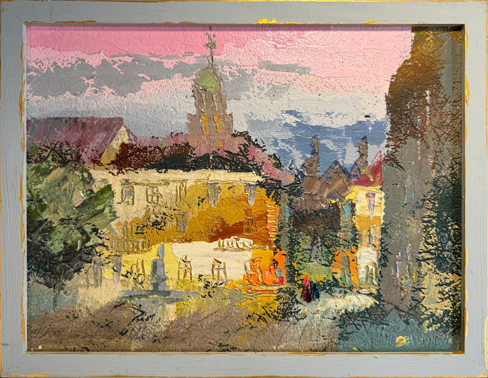 Oil painting with frame Lviv market square K. Leonid - 2